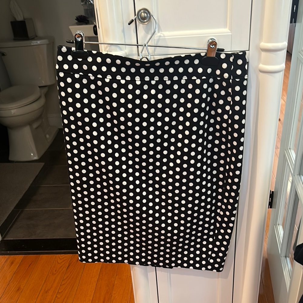 Loft Polka Dot Black and White Skirt